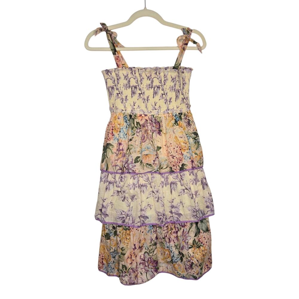 Zimmermann Girls Halliday Tiered Dress Cottage Floral Smocked Summer Size 12